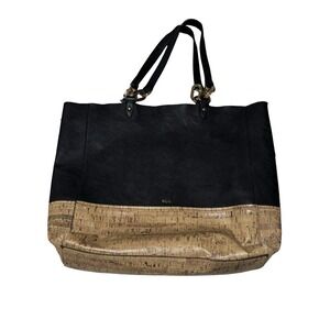 Ralph Lauren Black Bembridge Cork Tote Bag Large Faux Leather *FLAWED*